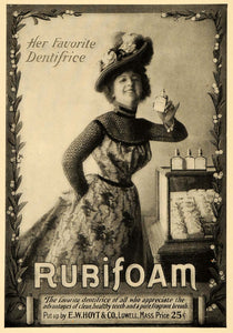 1900 Ad Fashion Hat Dress Rubifoam Dentifrice E W Hoyt - ORIGINAL TSM1