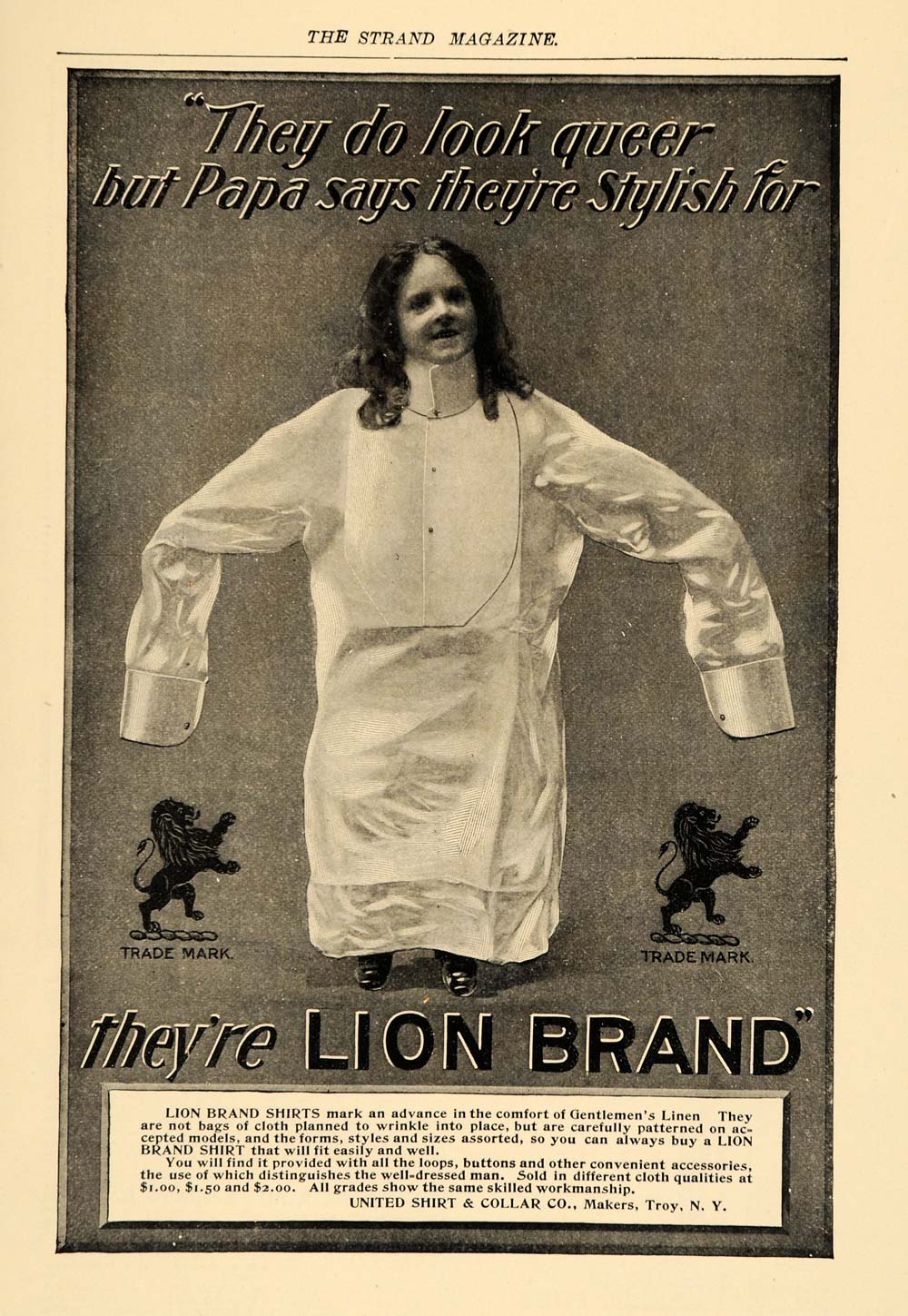 1900 Ad United Shirt Collar Lion Brand Shirts Gentlemen - ORIGINAL TSM1