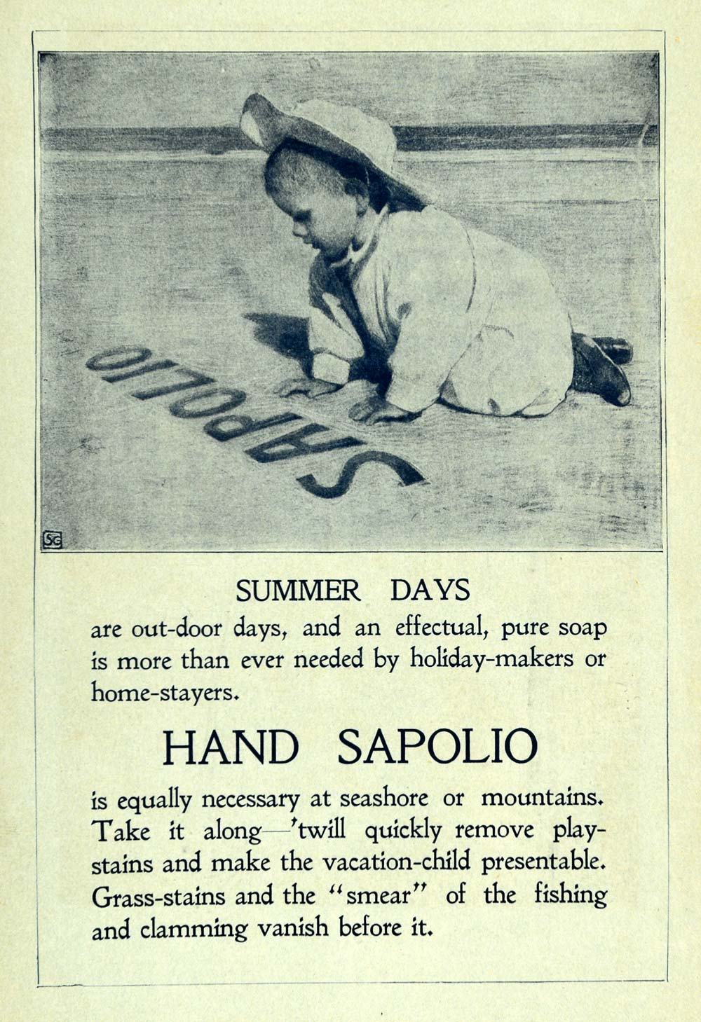 1906 Ad Baby Summer Days Hand Sapolio Soap Artemas Ward - ORIGINAL TSM1