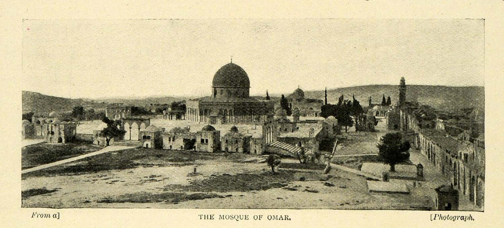 1898 Print Historic Omar Mosque Dome Rock Jerusalem Religious City TSM1 - Period Paper
