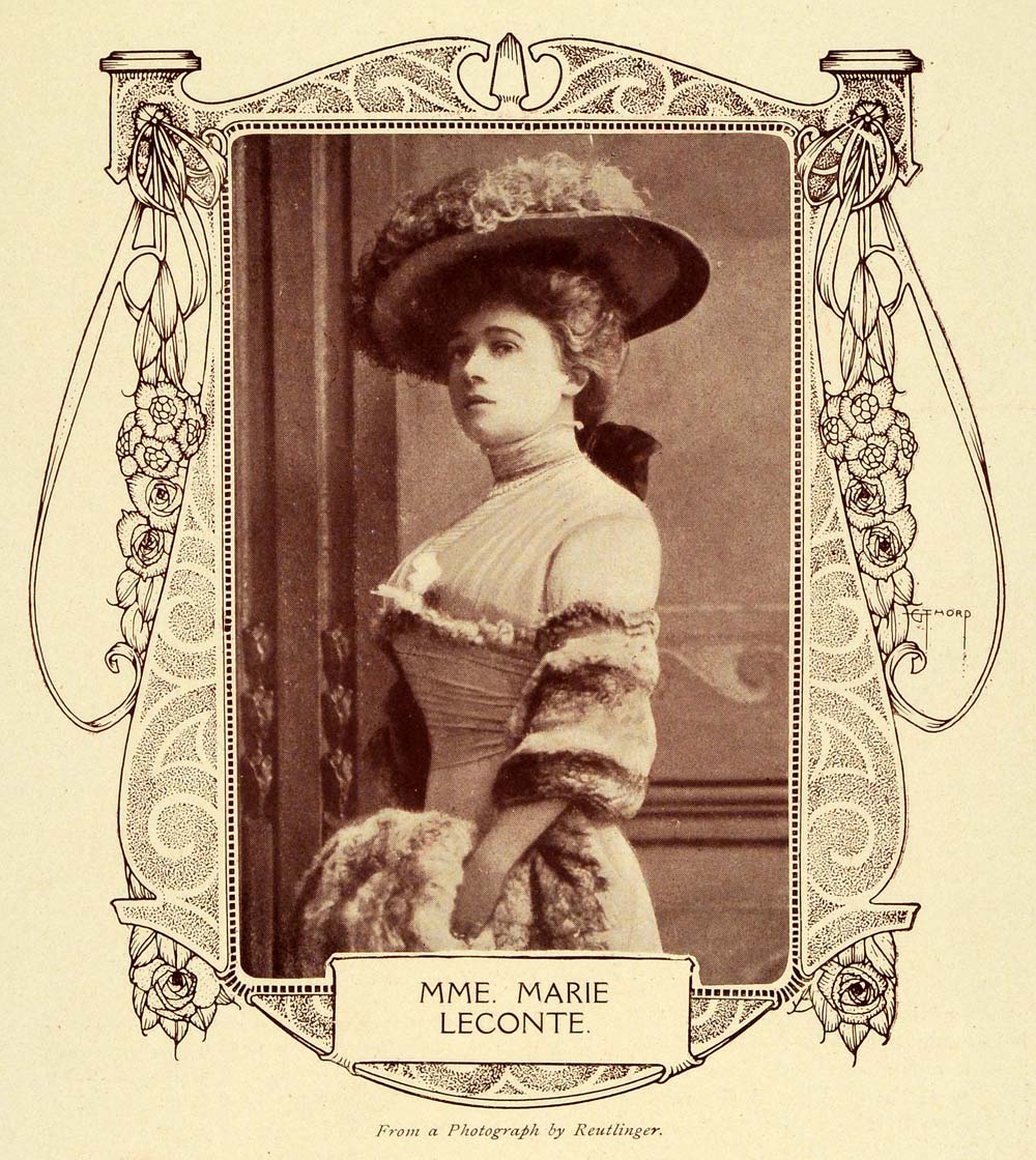 1909 Print Francaise Marie Leconte Portrait Love Watches L Amour Veille TSM1
