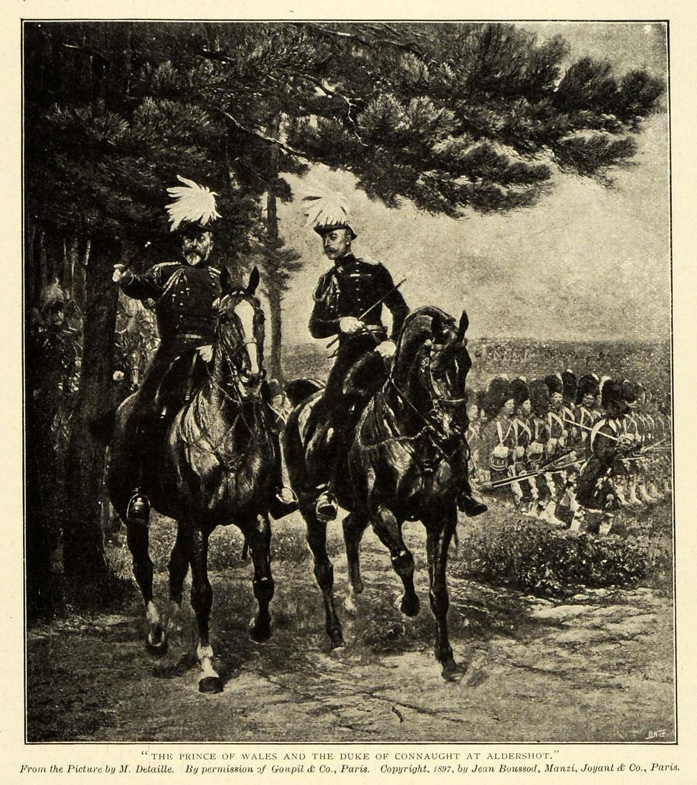 1900 Print Prince Wales Duke Connaught Aldershot Military Edouard Detaille TSM1