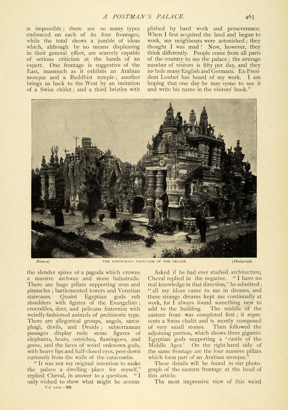 1906 Article French Postman Francois Cheval Pepple Palace Architecture TSM1
