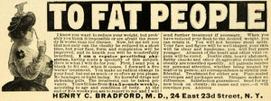 1903 Ad Dr. Henry C. Bradford Fat People Weight Loss Cure Obesity Obese TSM1