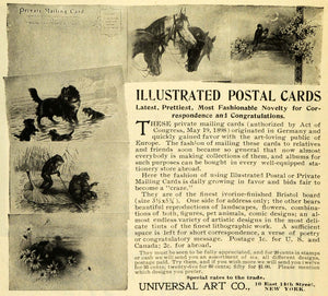 1903 Ad Universal Art Illustrated Postal Cards Mailing Novelty Dog Horse TSM1