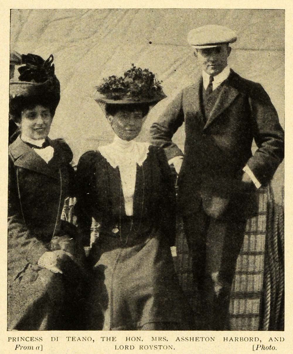 1907 Print Princess Di Teano Lord Royston Assheton Harbord Photo Hat TSM1