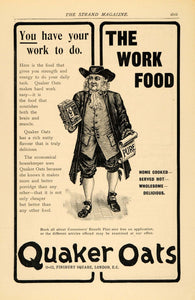 1904 Ad Work Food Quaker Oats Man Finsbury Square - ORIGINAL ADVERTISING TSM2