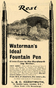 1903 Ad Waterman Ideal Fountain Pen L & C Hardtmuth - ORIGINAL ADVERTISING TSM2