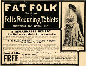 1903 Ad Fell's Reducing Tablets Fat Folk Drop 28lbs/Mo - ORIGINAL TSM2