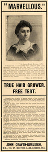 1903 Ad John Craven-Burleigh Hair Growth Mrs J. Tinckam - ORIGINAL TSM2