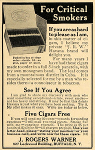 1914 Ad Smokers Cigars Cuban J. Rogers Warner Havana - ORIGINAL ADVERTISING TW1