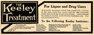1914 Ad Keeley Treatment Liquor Drug Users Cure Medical - ORIGINAL TW1