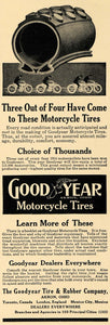 1914 Ad Goodyear Tire Rubber Motorcycle Akron Ohio Road - ORIGINAL TW1