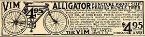 1908 Ad Vim Alligator Bicycle Tires Rubber Chicago IL - ORIGINAL ADVERTISING TW1