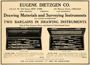 1908 Ad Eugene Dietzgen Drawing Instruments Surveying - ORIGINAL ADVERTISING TW1