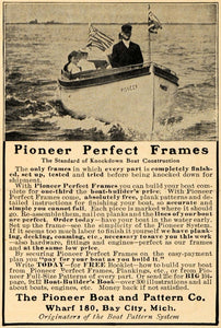 1908 Ad Pioneer Boat Pattern Perfect Frame Construction - ORIGINAL TW1