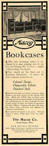 1908 Ad Macey Colonial Chippendale Wooden Bookcases - ORIGINAL ADVERTISING TW1