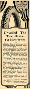 1915 Ad Goodyear Tires Classic Blue Streak Motorcycle - ORIGINAL ADVERTISING TW1