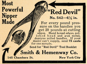 1915 Ad Smith Hemenway Red Devil Nipper Clipper Tool - ORIGINAL ADVERTISING TW1