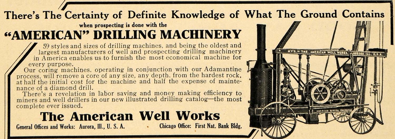 1908 Ad American Drilling Machinery Well Ground Coring - ORIGINAL TW1