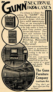 1908 Ad Gunn Sectional Bookcases Removable Door Binding - ORIGINAL TW1