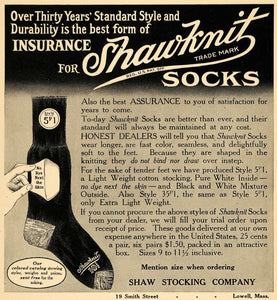 1908 Ad Shawknit Socks Feet Cotton Pure White Dye Skin - ORIGINAL TW1