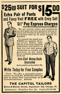 1908 Ad Pants Fancy Vest Suit Express Charge Tailors - ORIGINAL ADVERTISING TW1
