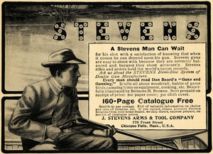 1908 Ad Stevens Arms Gun Shotgun Pistol Rifle Dan Beard - ORIGINAL TW1