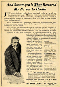 1912 Ad Healthy Nerves Sanatogen Bauer Chemical Co. NY - ORIGINAL TW1