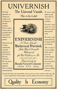 1914 Ad Murphy Varnish Univernish Waterproof Coating - ORIGINAL ADVERTISING TW1