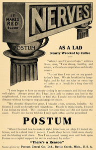 1909 Ad Postum Cereal Co Caffeine-Free Beverage Mix - ORIGINAL ADVERTISING TW1