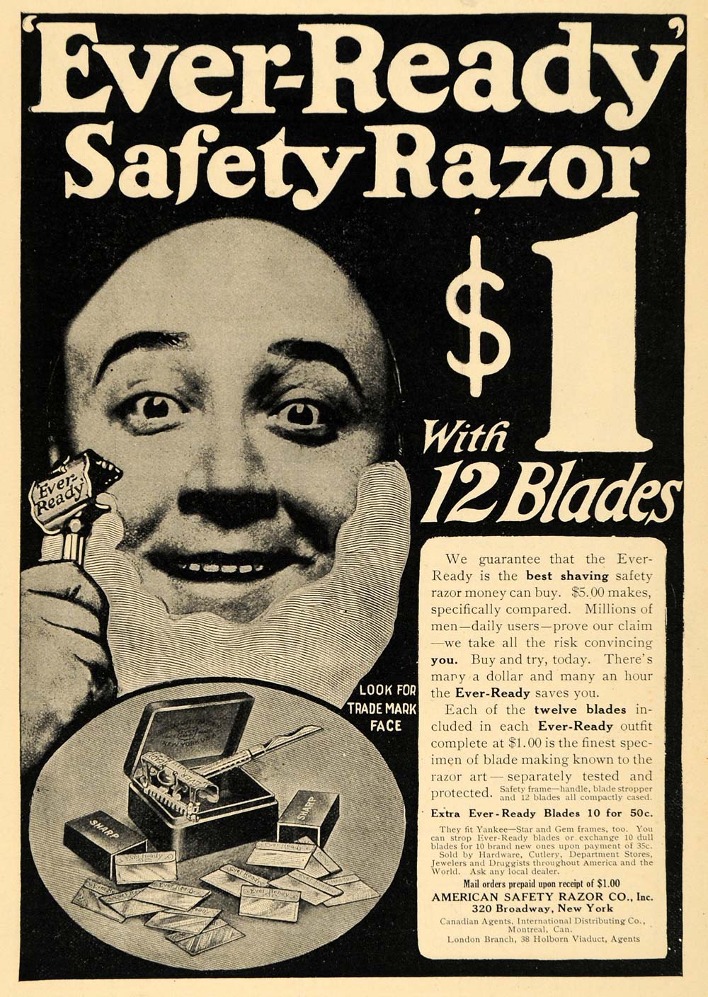 Safety Razor Ad 1908 Ad Ever-Ready Safety Razor 12 Blades Pricing NY - ORIGINAL ADVERT ...