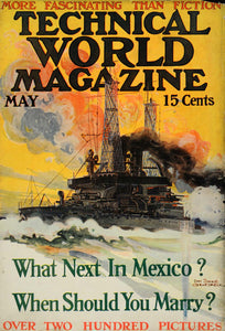 1915 Cover Technical World Dan Sayre Gruesbeck Ship Art - ORIGINAL TW1