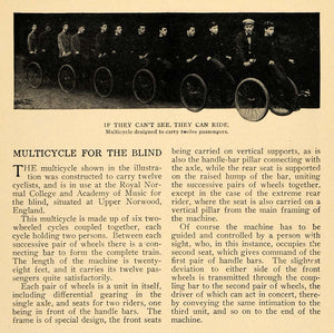 1912 Article Bicycle Royal Normal College Blind England - ORIGINAL TW2