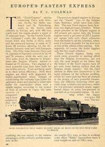 1912 Article Nord Express Train Baltic Locomotive - ORIGINAL TW2