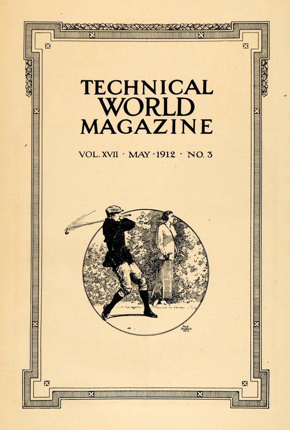 1912 Print Fred Stearns Vintage Golf Golfer Club Swing ORIGINAL HISTORIC TW2