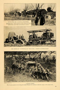 1915 Print Allied German Army Battlefield Horse Gun WWI ORIGINAL HISTORIC TW2