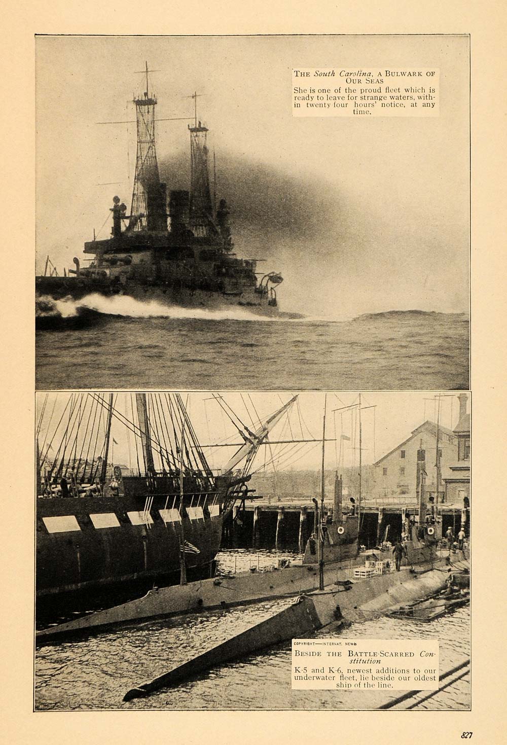1915 Print American Navy Marine Defense Battleships WWI ORIGINAL HISTORIC TW2