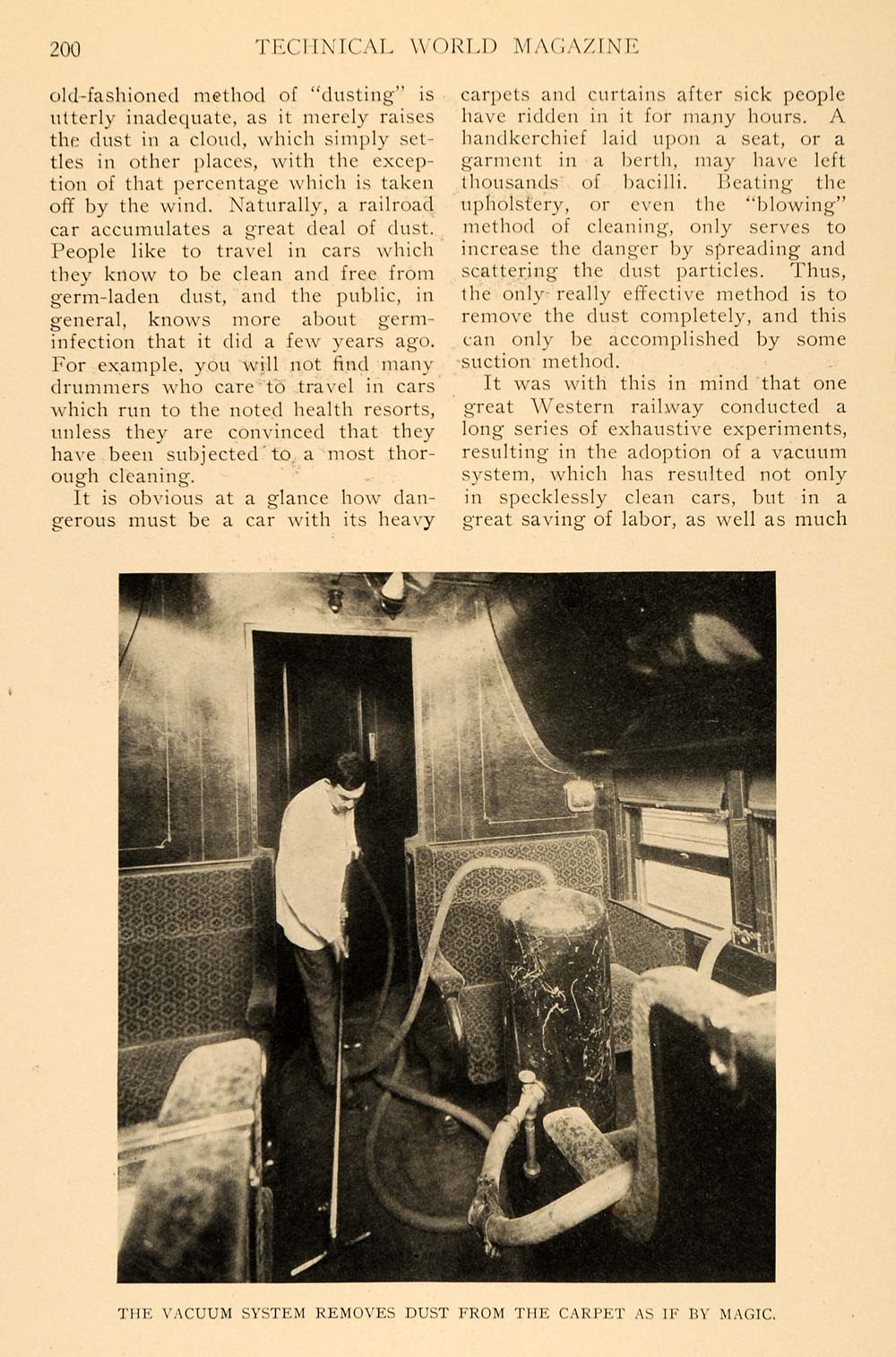 1908 Article Dusting Cleaning Passenger Railway Trains - ORIGINAL TW2