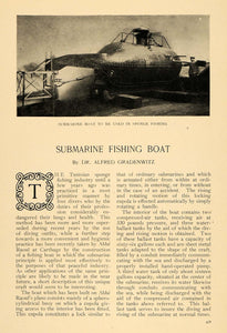1908 Article Submarine Fishing Boat Diagram Gradenwitz - ORIGINAL TW2