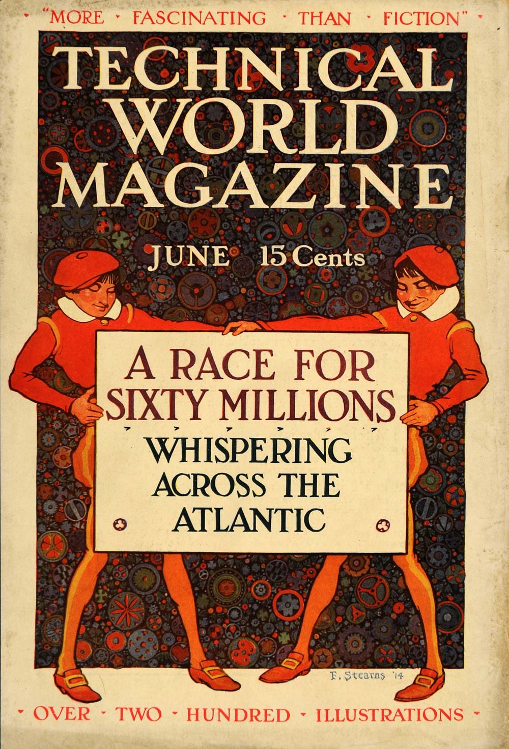1914 Cover Technical World Fred Stearns Herald Atlantic - ORIGINAL TW3