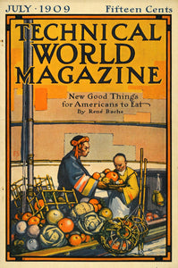1909 Cover Japanese Men Fruit Market Stand Rene Bache - ORIGINAL TW3