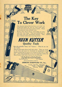 1913 Ad Keen Kutter Quality Tools Simmons Hardware Saw - ORIGINAL TW3