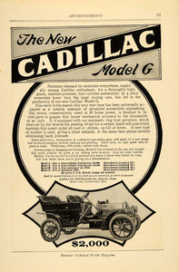 1907 Ad Cadillac Motor Car Model G Automobile Detroit Michigan Engine TW3