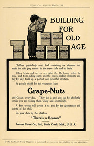 1909 Ad Postum Cereal Co Grape-Nut Food Child Michigan - ORIGINAL TW3