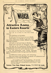 1906 Ad Summer Tour Wabash Sea Niagara Falls River Lady - ORIGINAL TW3
