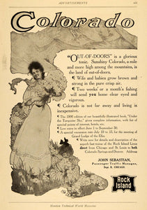 1906 Ad Rock Island Colorado John Sebastian Tourism Art - ORIGINAL TW3