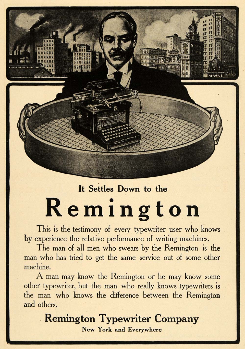 1907 Ad Remington Typewriter City Office Writing Typist - ORIGINAL TW3