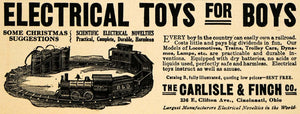 1910 Ad Electrical Toys Boys Train Carlisle Finch Car - ORIGINAL ADVERTISING TW3