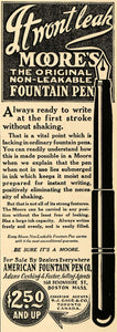 1911 Ad Moore Fountain Pen American Devonshire Cushing - ORIGINAL TW3